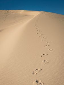 Preview wallpaper sand, traces, desert, dunes, sky