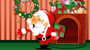 Preview wallpaper santa claus, fireplace, home, gifts, christmas