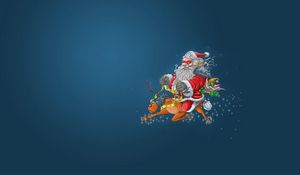 Preview wallpaper santa claus, reindeer, elf, flying, face, masks, christmas, villains