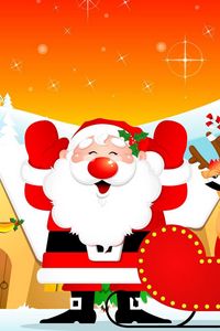 Preview wallpaper santa claus, reindeer, sleigh, gifts, home, holiday, christmas