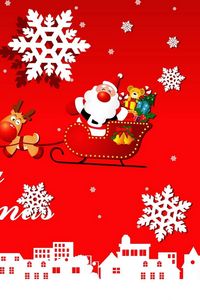 Preview wallpaper santa claus, sleigh, presents, reindeer, snowflakes, city, christmas