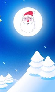 Preview wallpaper santa claus, smile, moon, tree, night, lettering, christmas