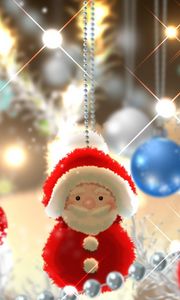 Preview wallpaper santa claus, snowman, balls, christmas decorations, yarn