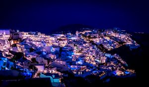 Preview wallpaper santorini, greece, night city, lighting