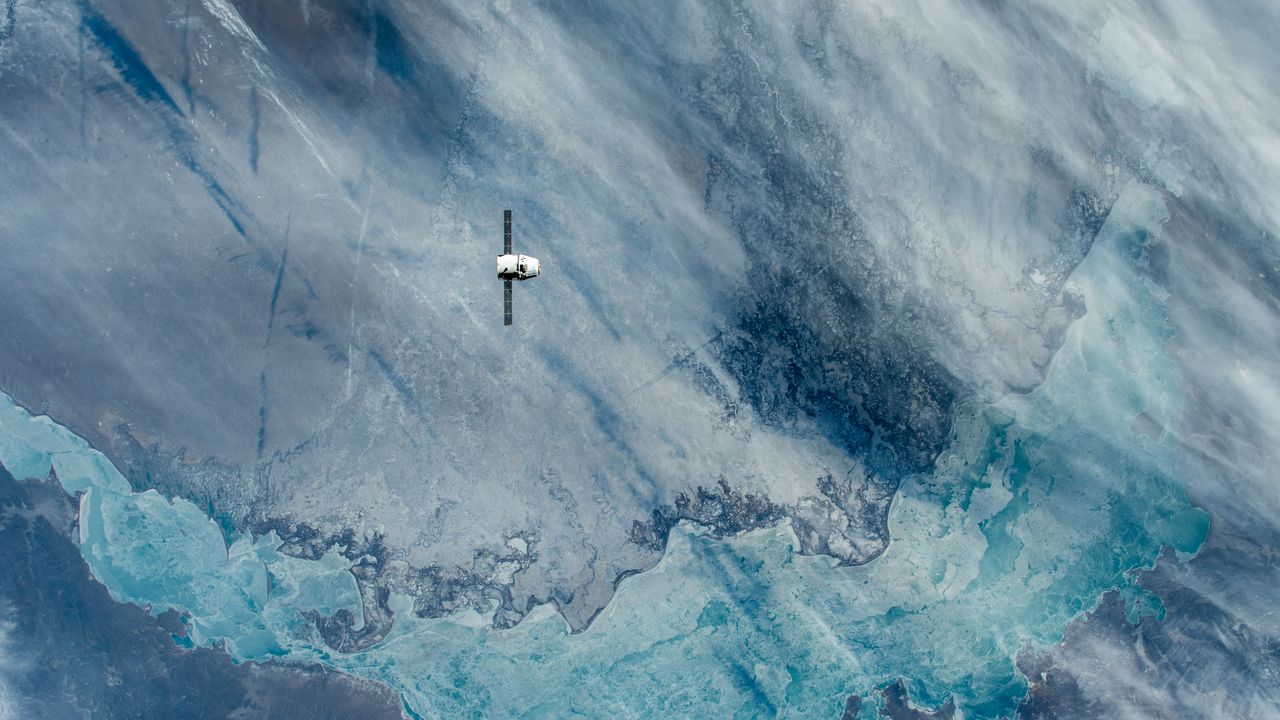 Wallpaper satellite, earth, atmosphere, space, blue