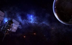Preview wallpaper satellite, planet, universe, stars, nebula