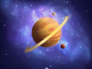 Preview wallpaper saturn, planet, mountains, space, art