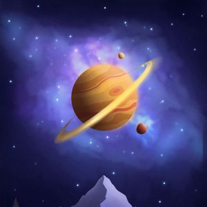 Preview wallpaper saturn, planet, mountains, space, art