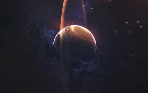 Preview wallpaper saturn, planet, ring, space, stars, lightning