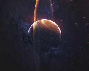 Preview wallpaper saturn, planet, ring, space, stars, lightning