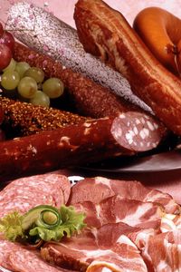 Preview wallpaper sausage, meat, sliced