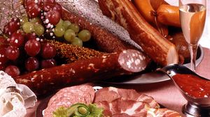 Preview wallpaper sausage, meat, sliced