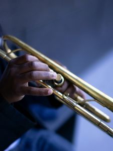 Preview wallpaper saxophone, hands, musician, music
