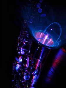 Preview wallpaper saxophone, lighting, abstraction, musical instrument