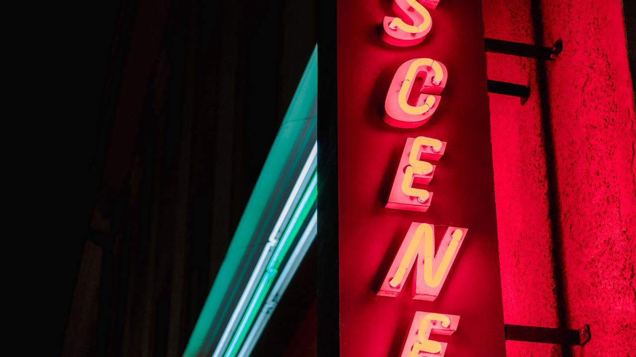 Wallpaper scene, sign, neon, word, light