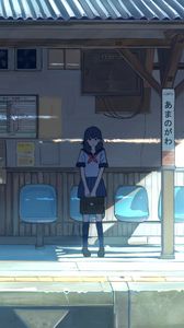 Preview wallpaper schoolgirl, platform, anime, art, cartoon