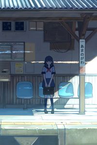 Preview wallpaper schoolgirl, platform, anime, art, cartoon