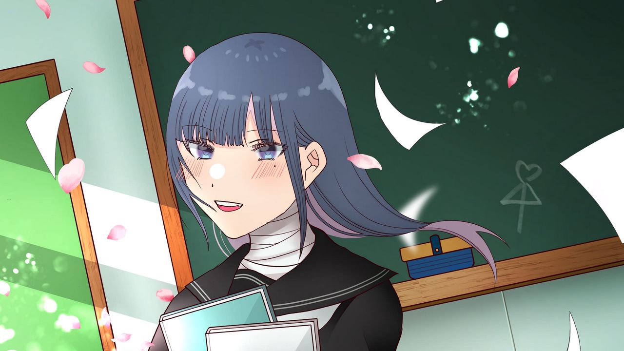 Wallpaper schoolgirl, smile, school, anime, art