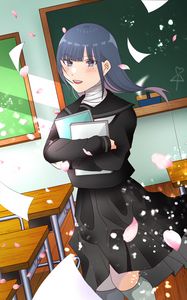Preview wallpaper schoolgirl, smile, school, anime, art