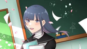 Preview wallpaper schoolgirl, smile, school, anime, art