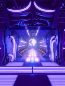 Preview wallpaper sci fi, corridor, tunnel, spaceship, station, glow