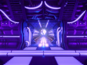 Preview wallpaper sci fi, corridor, tunnel, spaceship, station, glow