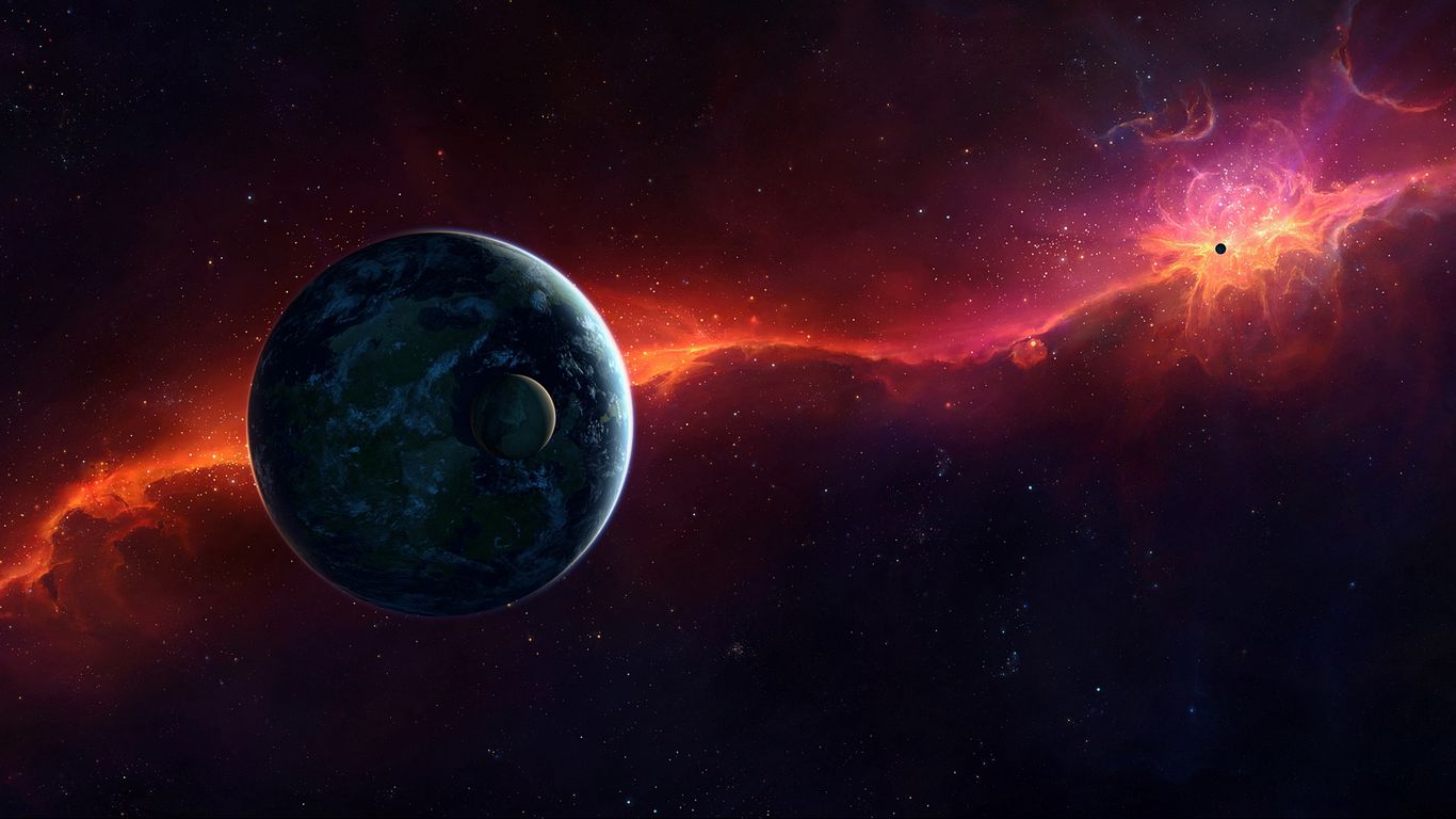 Download wallpaper 1366x768 sci fi, space, red, planet tablet, laptop ...