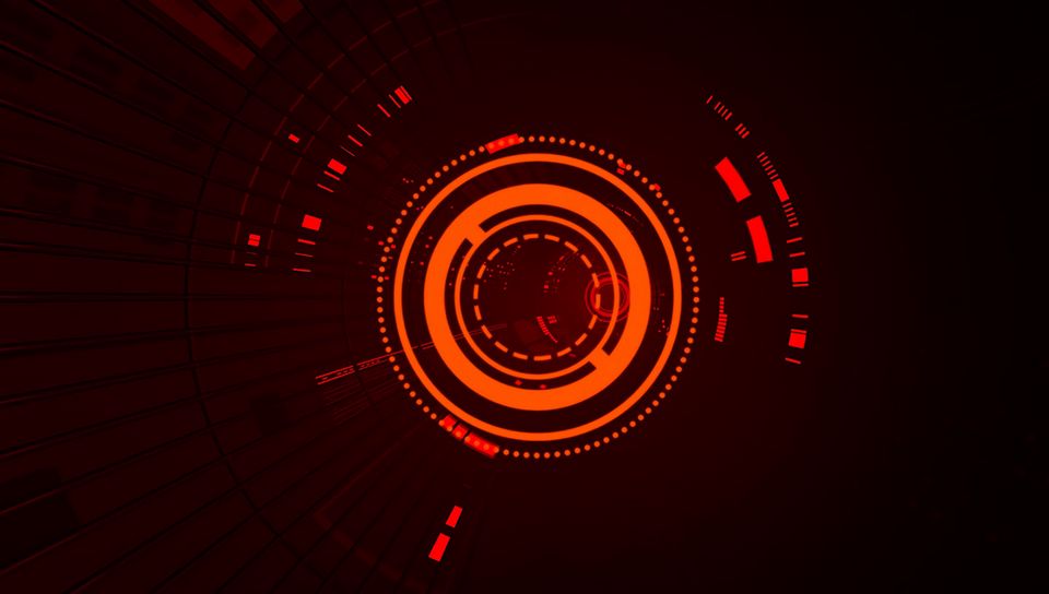 960x544 Wallpaper sci-fi, hologram, circles, lines, points, scheme, glow