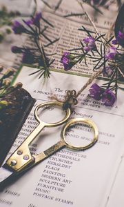 Preview wallpaper scissors, flowers, floristry, aesthetics