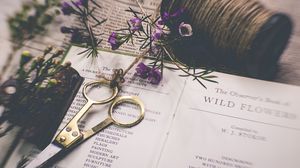 Preview wallpaper scissors, flowers, floristry, aesthetics
