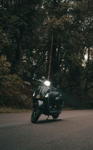 Preview wallpaper scooter, bike, black, headlight, light, road