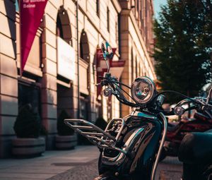 Preview wallpaper scooter, black, headlight, street