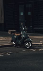 Preview wallpaper scooter, black, parking, road