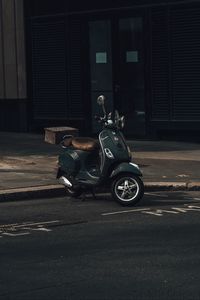 Preview wallpaper scooter, black, parking, road