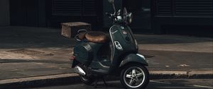 Preview wallpaper scooter, black, parking, road