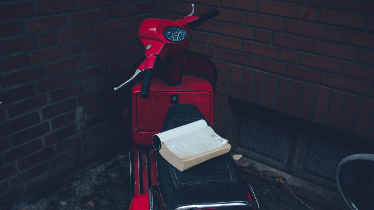 Wallpaper scooter, moped, book