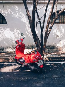 Preview wallpaper scooter, moped, street, shadow