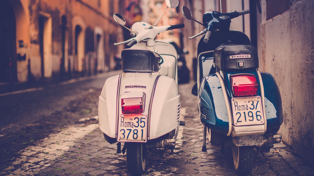 Wallpaper scooter, piaggio, street, road, rome, italy
