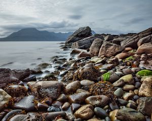 Preview wallpaper scotland, rocks, mountains, sea