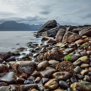 Preview wallpaper scotland, rocks, mountains, sea