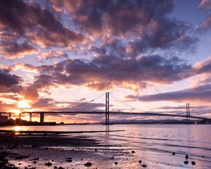 Preview wallpaper scotland, sunset, bridge, city