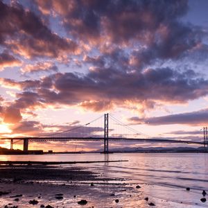 Preview wallpaper scotland, sunset, bridge, city