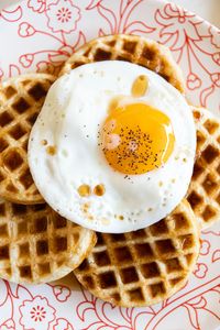 Preview wallpaper scrambled eggs, egg, waffles, breakfast