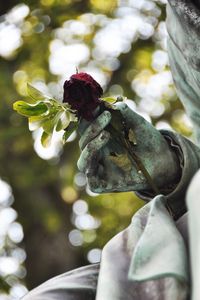 Preview wallpaper sculpture, hand, rose, glare, blur