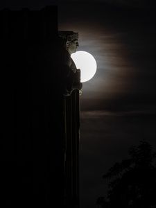 Preview wallpaper sculpture, profile, moon, dark