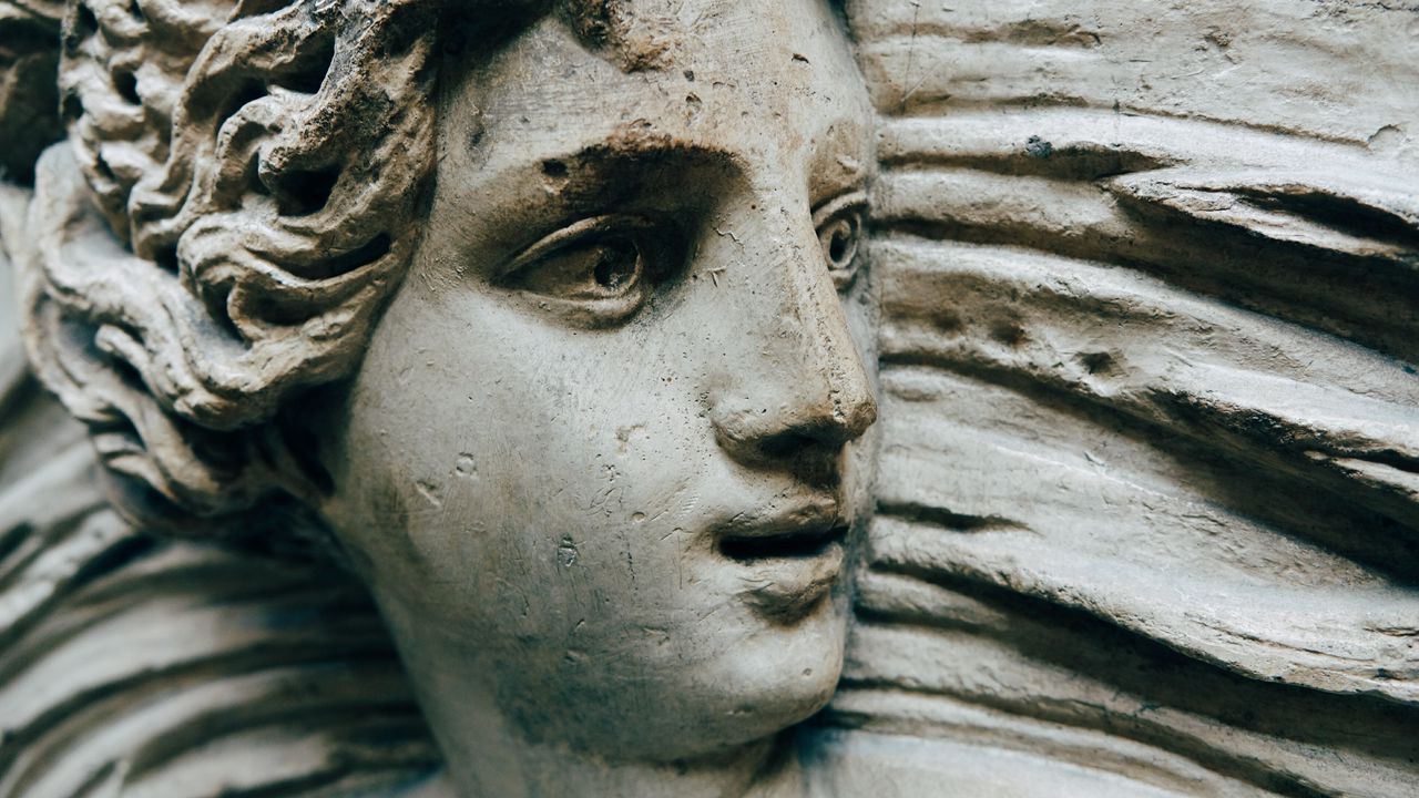 Wallpaper sculpture, statue, face, art