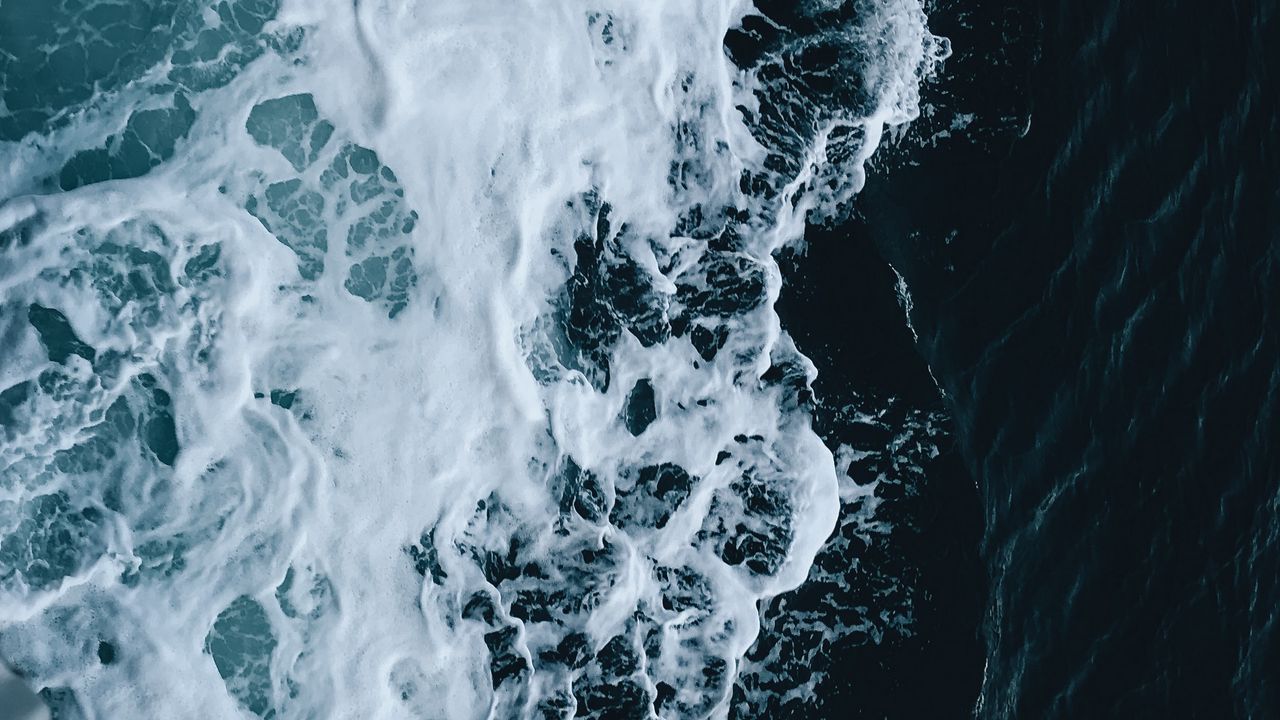 Wallpaper sea, aerial view, waves, foam