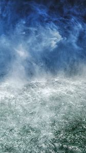 Preview wallpaper sea, aerial view, waves, foam, blue