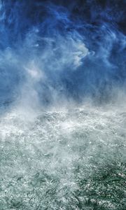 Preview wallpaper sea, aerial view, waves, foam, blue