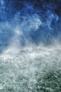 Preview wallpaper sea, aerial view, waves, foam, blue